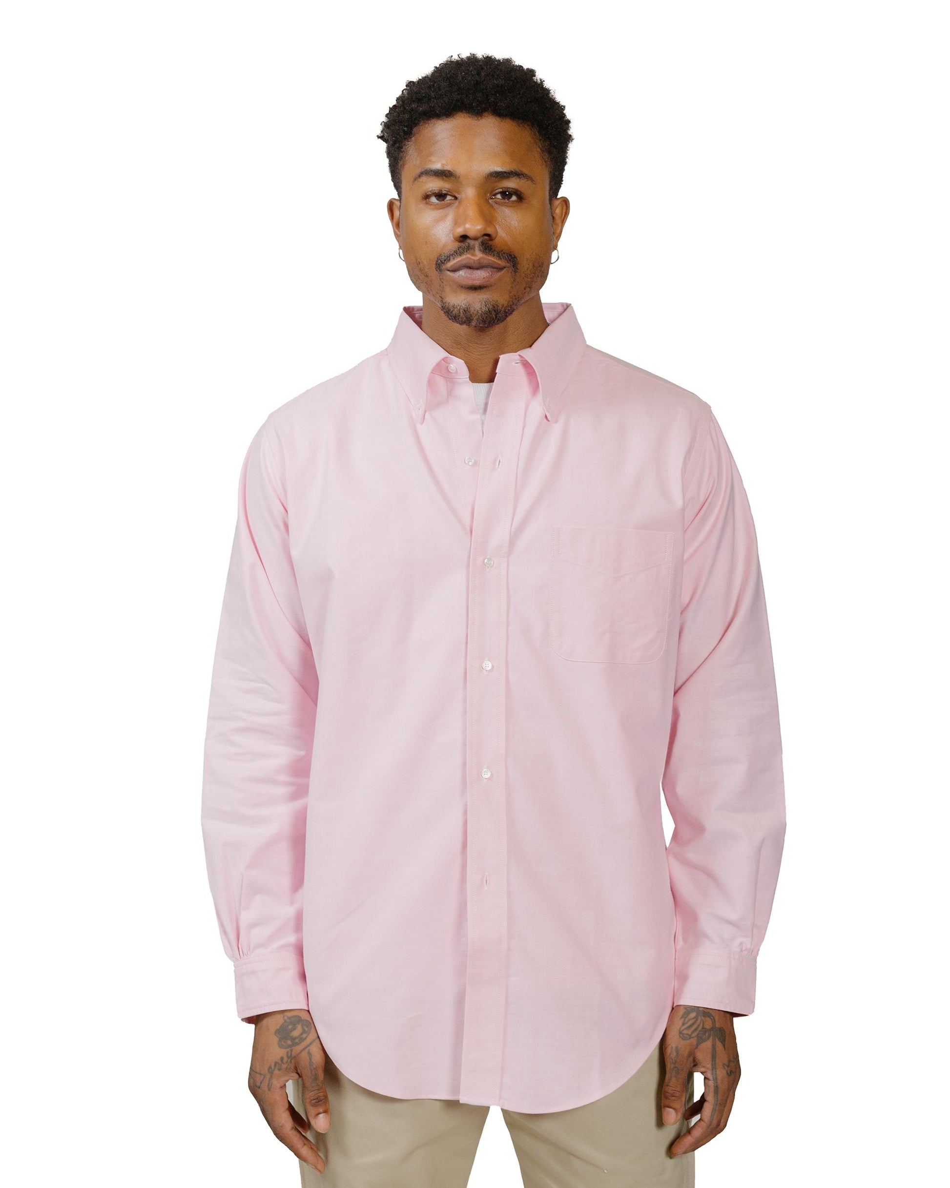 The Real McCoy's MS22008 Joe McCoy Button Down Shirt Pink model front