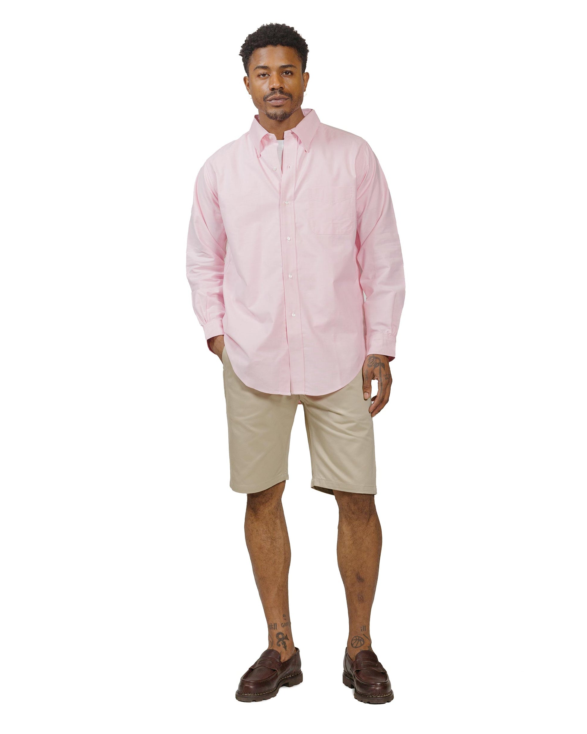 The Real McCoy's MS22008 Joe McCoy Button Down Shirt Pink model full