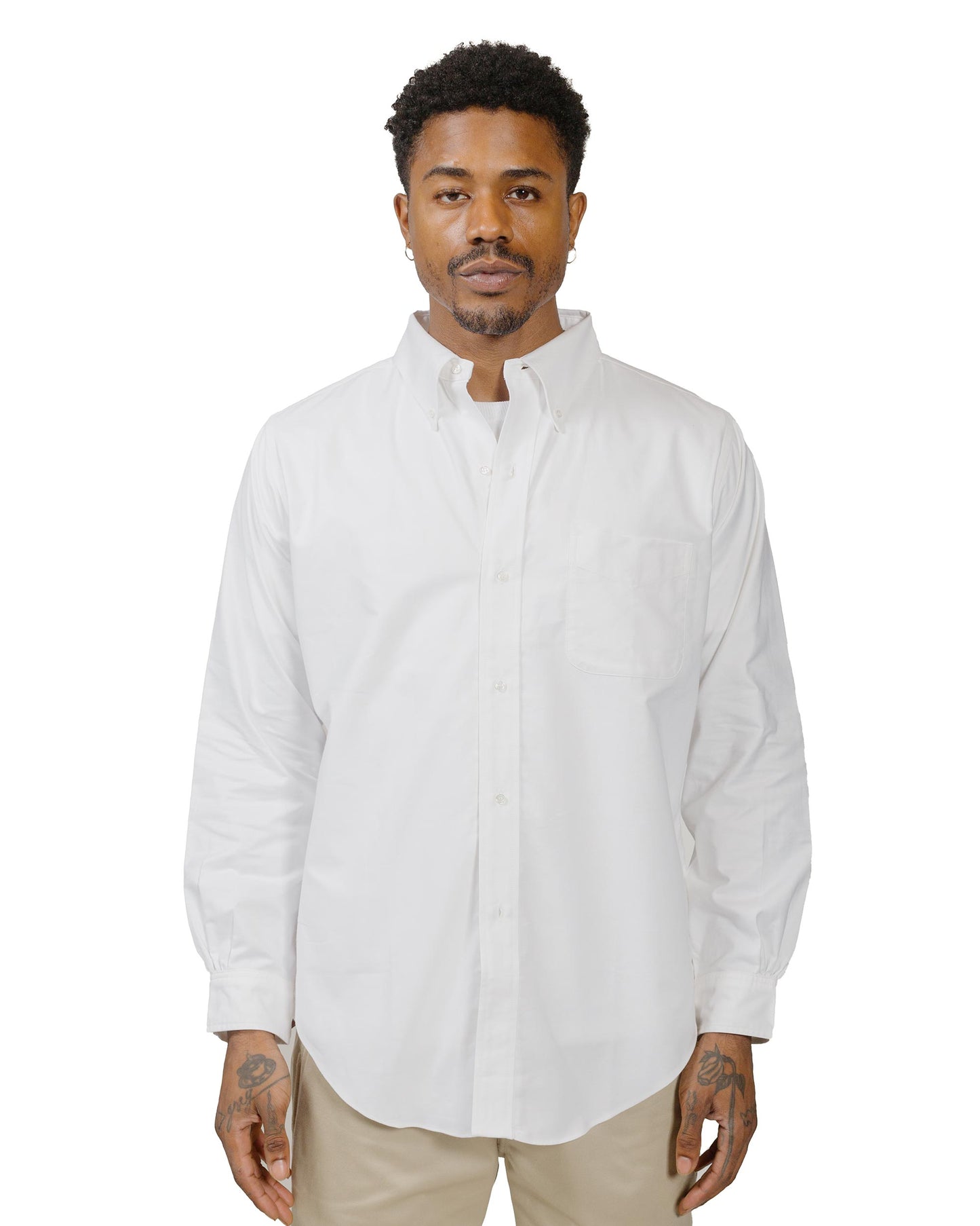 The Real McCoy's MS22008 Joe McCoy Button Down Shirt White model front