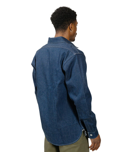 The Real McCoy's MS22103 8HU Denim Serviceman Shirt Indigo model back