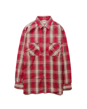 The Real McCoy's MS23008 8HU Ombre Check Summer Flannel Shirt Pink