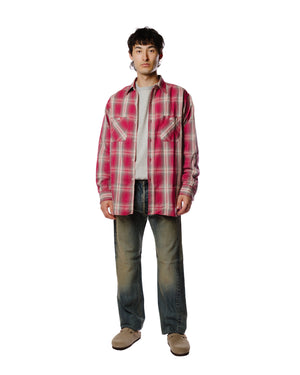 The Real McCoy's MS23008 8HU Ombre Check Summer Flannel Shirt Pink Model