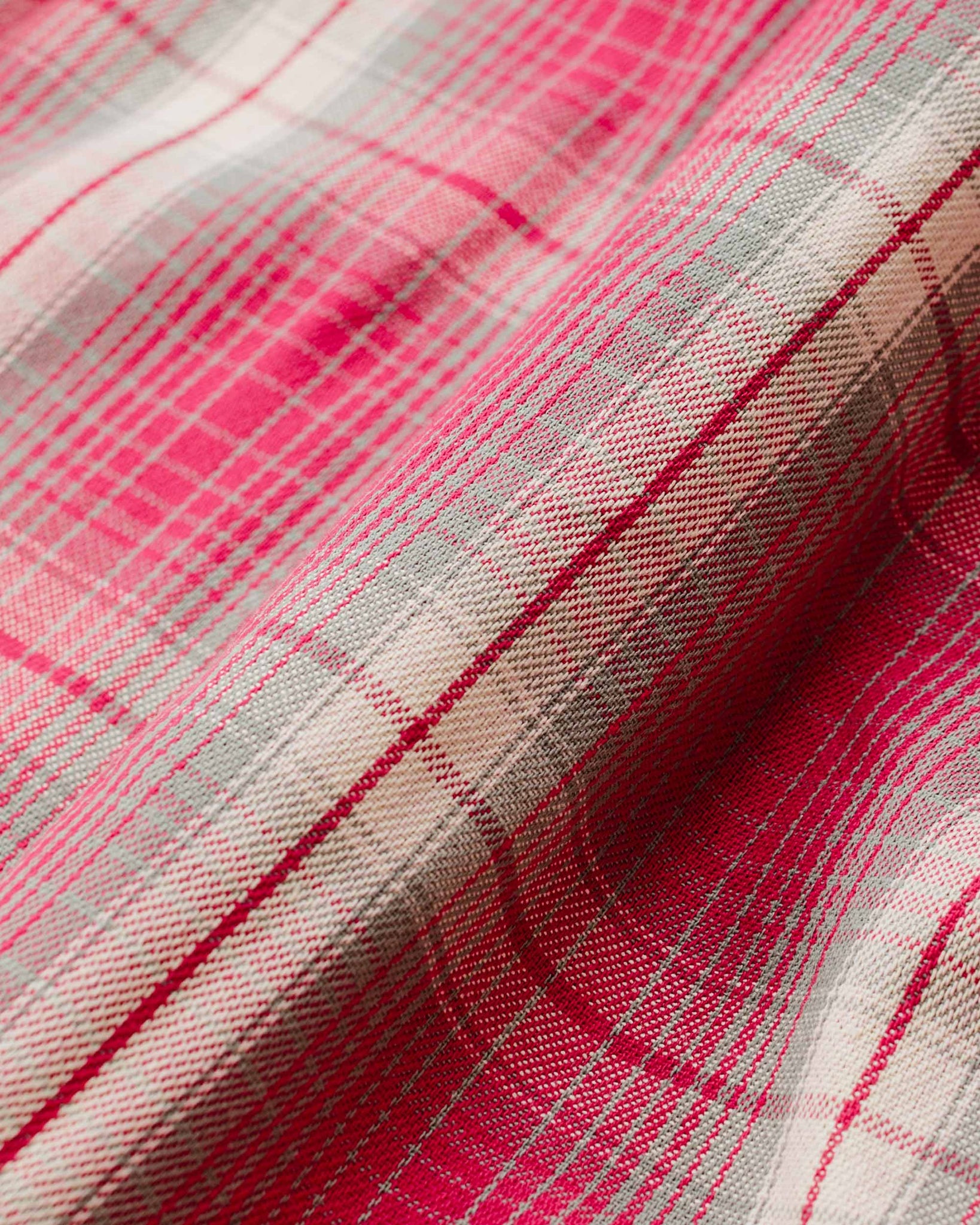 The Real McCoy's MS23008 8HU Ombre Check Summer Flannel Shirt Pink Fabric