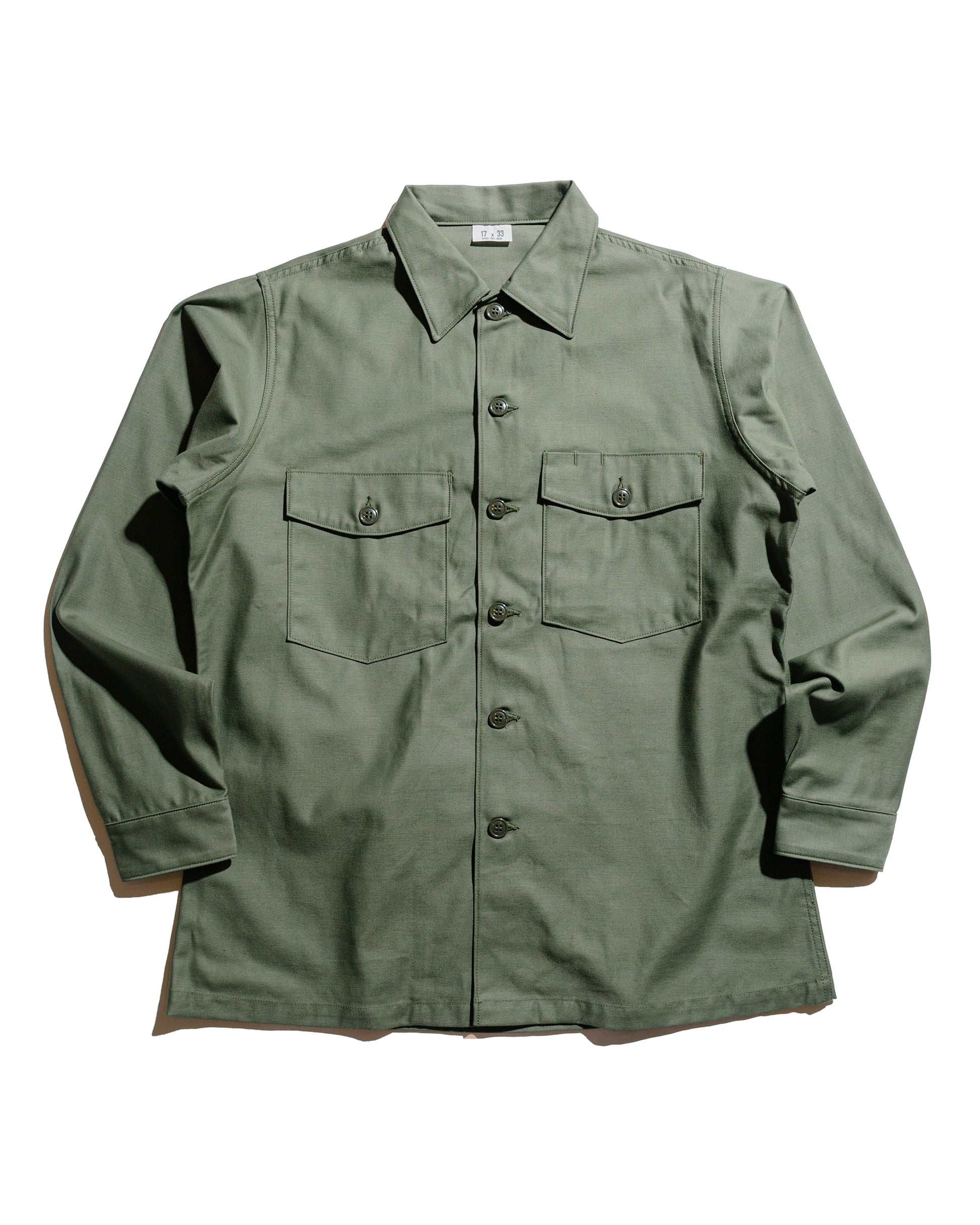 The Real McCoy's MS23101 Shirt, Man's, Cotton Sateen, OG-107 Olive