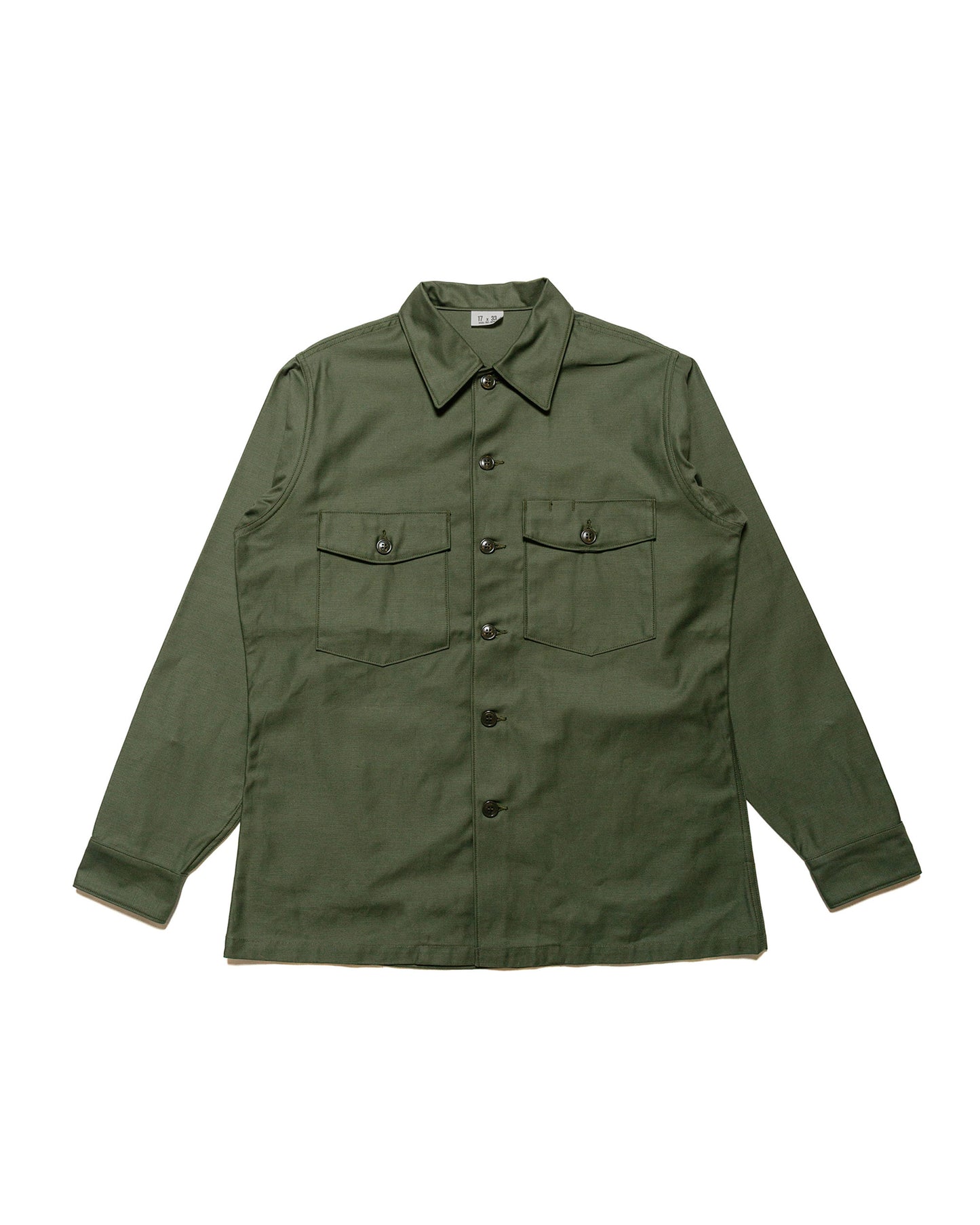 The Real McCoy's MS23101 Shirt, Man's, Cotton Sateen, OG-107 Olive