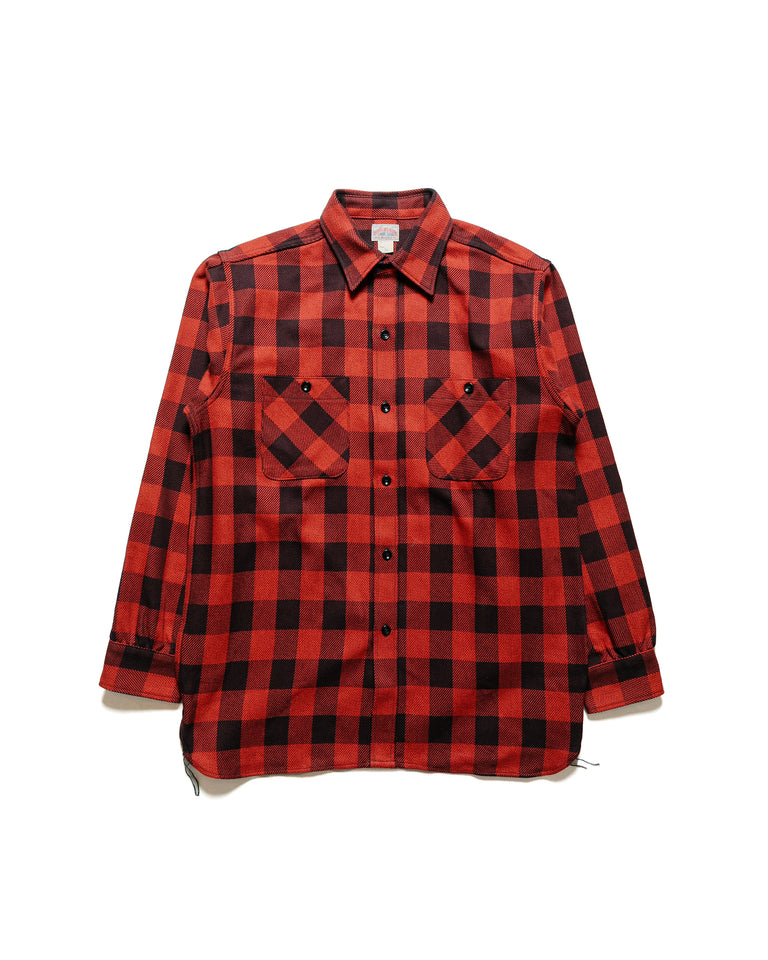 The Real McCoy's MS23104 8HU Twisted-Yarn Buffalo Check Flannel Shirt Red/Black