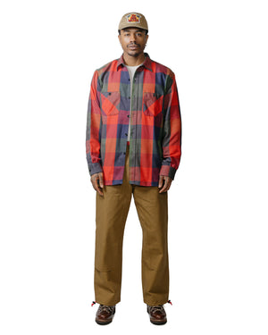 The Real McCoy's MS23105 8HU Multicolour Check Flannel Shirt Tri Colour model full