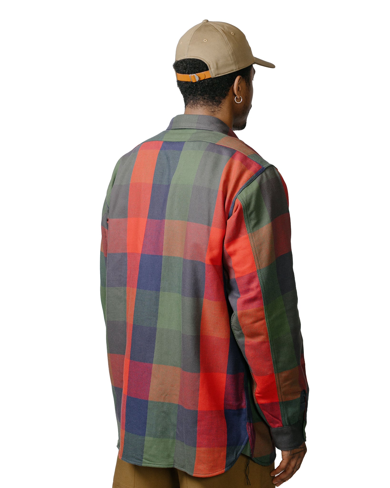 The Real McCoy's MS23105 8HU Multicolour Check Flannel Shirt Tri Colour model back
