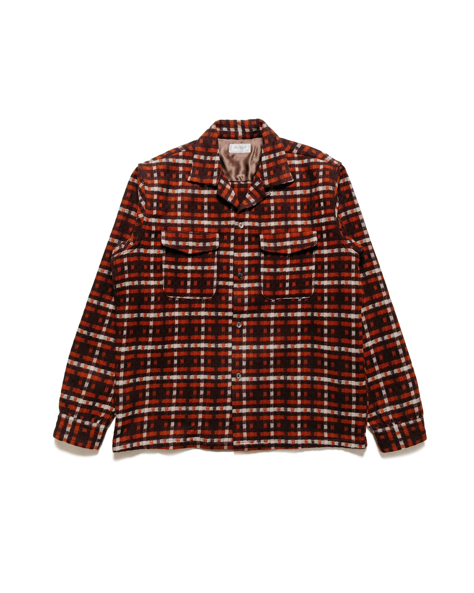The Real McCoy's MS23106 Wool Stripe Open-Collar Shirt Brown/Orange