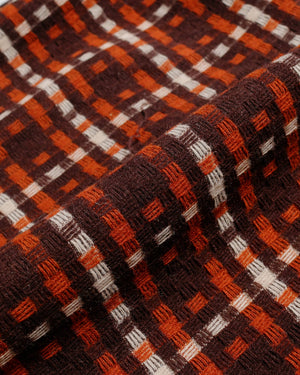 The Real McCoy's MS23106 Wool Stripe Open-Collar Shirt Brown/Orange fabric