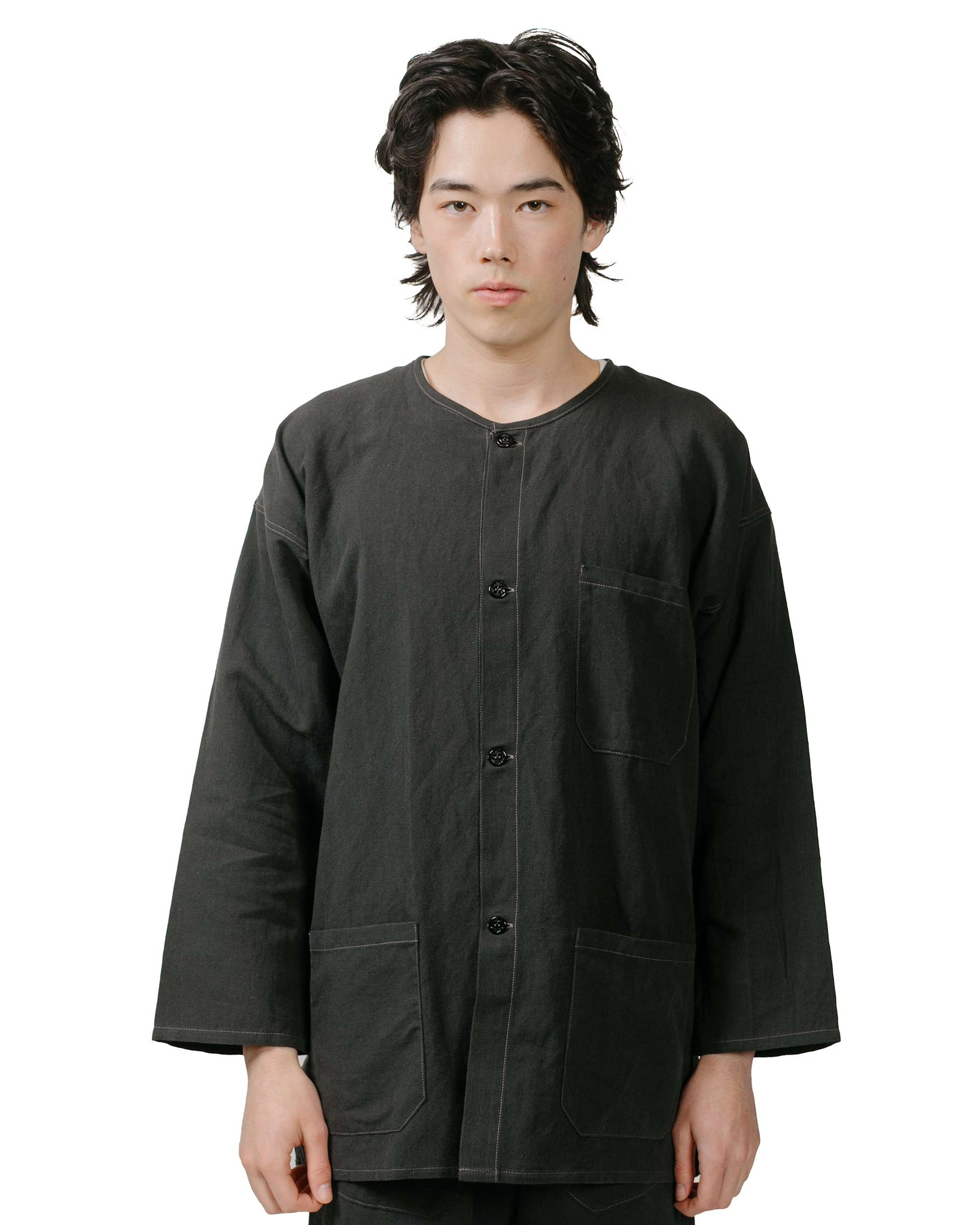 The Real McCoy's MS24002 Junk Force Black Pajama Shirt Black model front