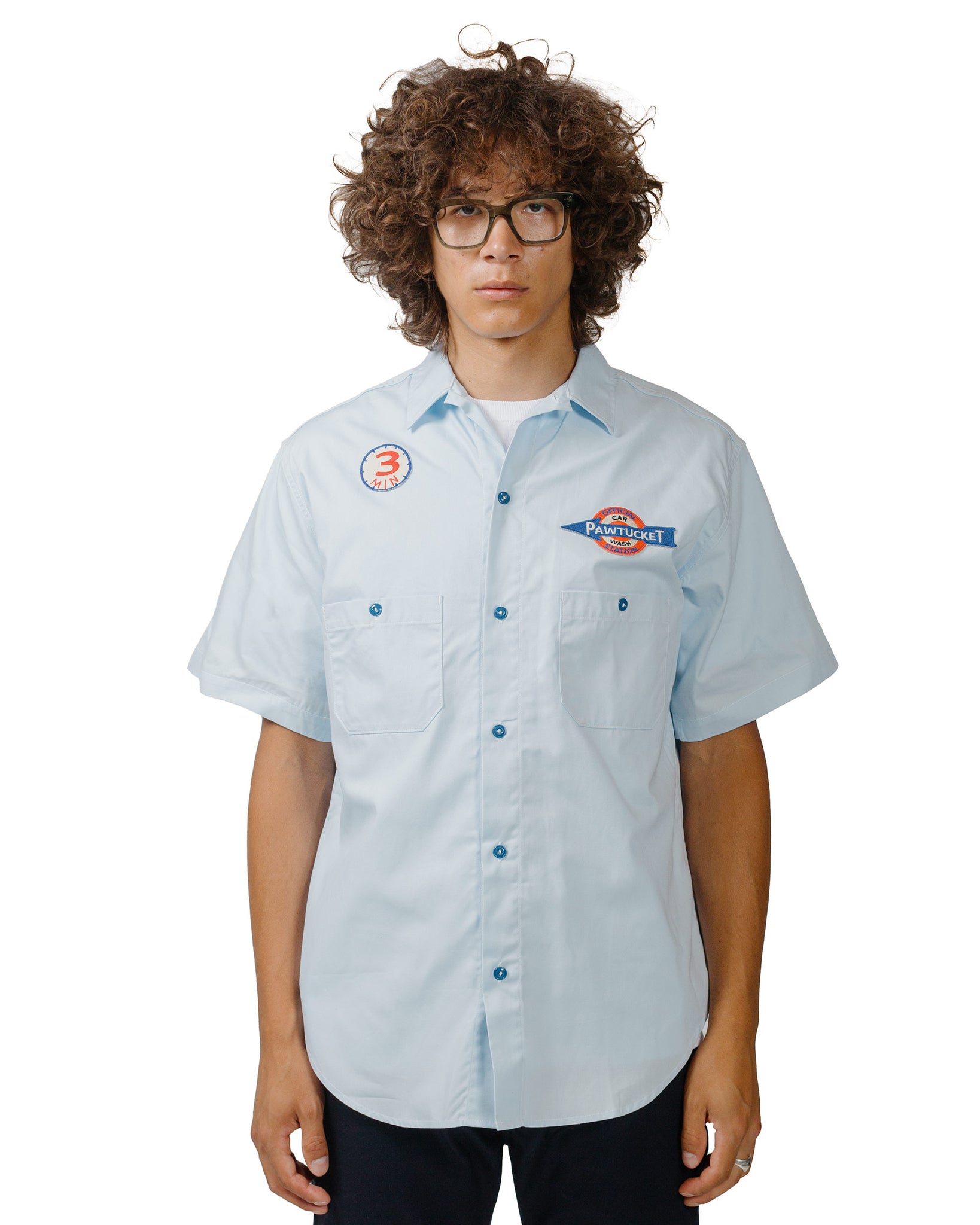 The Real McCoy's MS24005 Cotton Serviceman Shirt / Pawtucket Light Blue model front