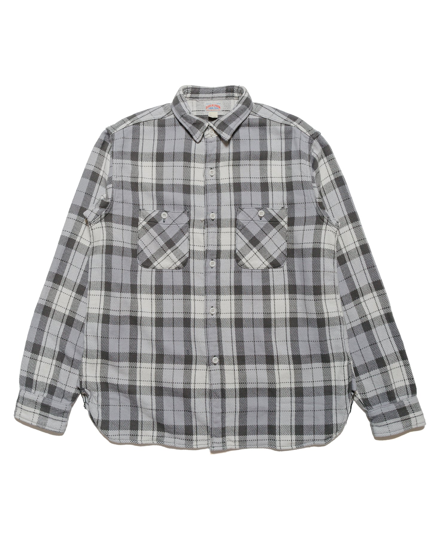 The Real McCoy's MS24007 8HU Block Check Summer Flannel Shirt Snow Gray