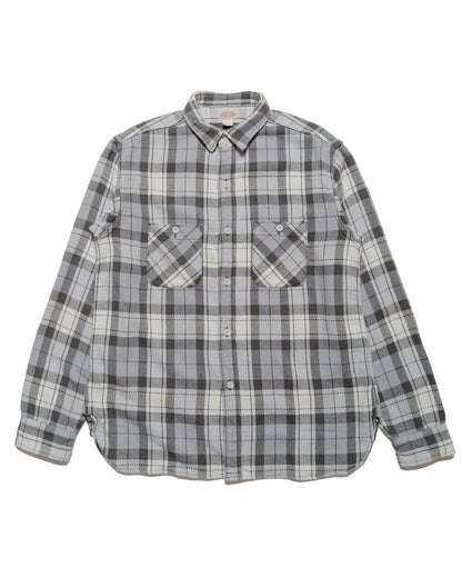 The Real McCoy's MS24007 8HU Block Check Summer Flannel Shirt Snow Gray