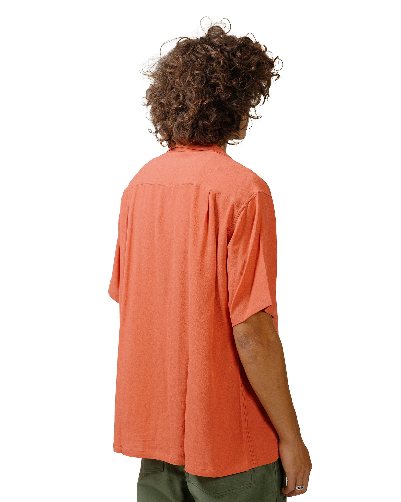 The Real McCoy's MS24008 Silk Rayon Open Collar Shirt Orange model back