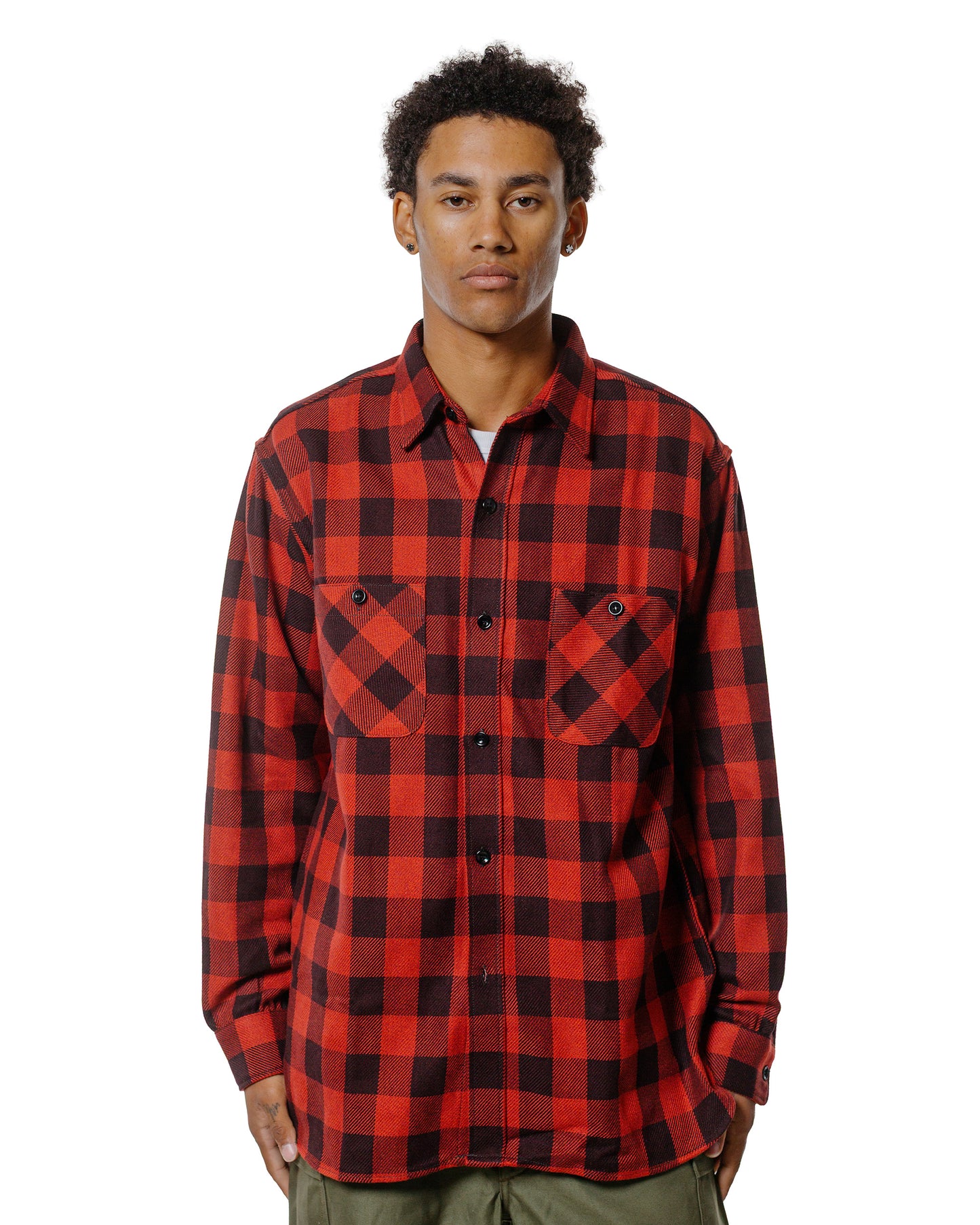 lost & found The Real McCoy's The Real McCoy's MS24102 8HU Twisted-Yarn Buffalo Check Flannel Shirt Red/Black