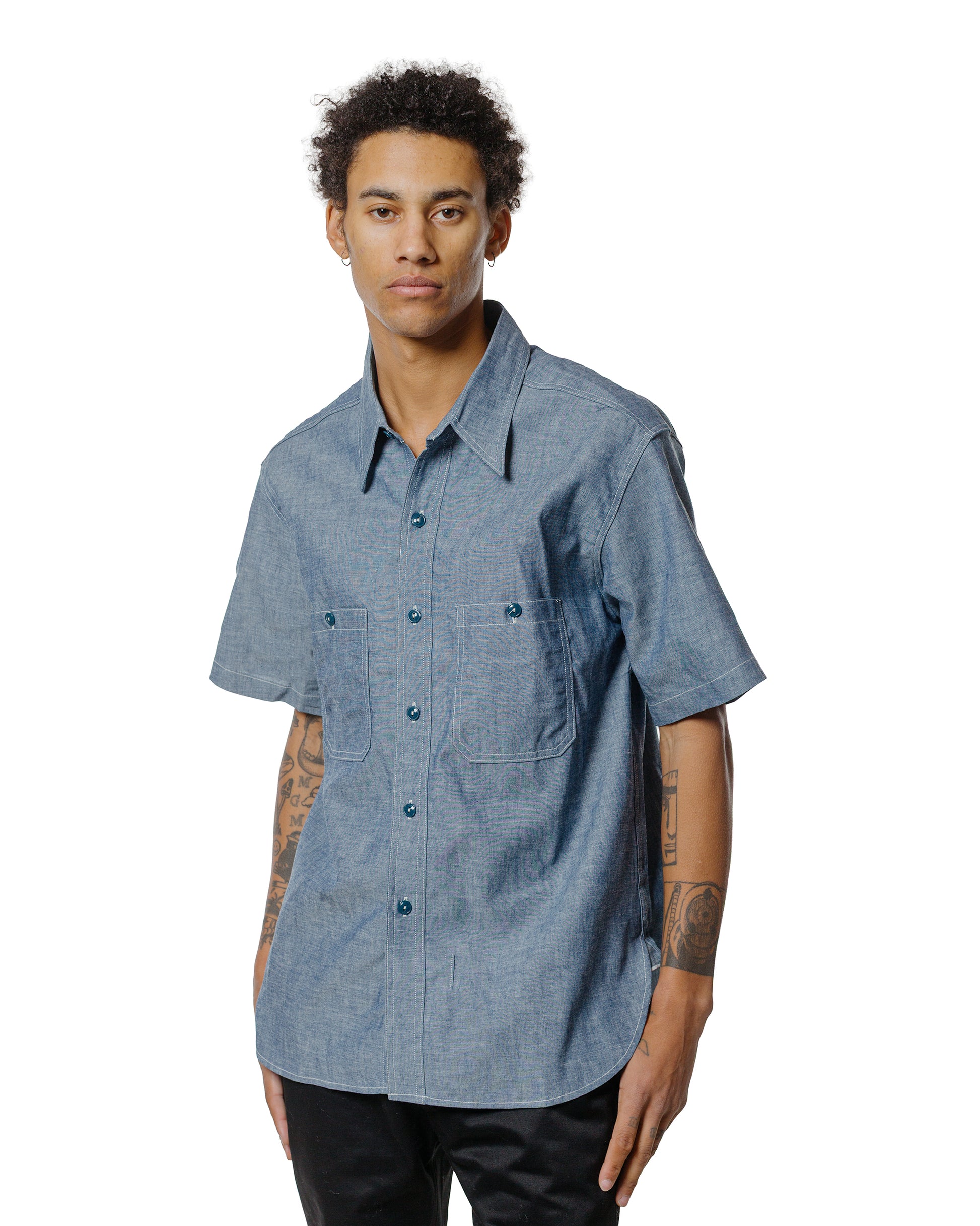 The Real McCoy's MS25005 U.S. Navy Chambray Shirt S/S (Modify) Light Blue
