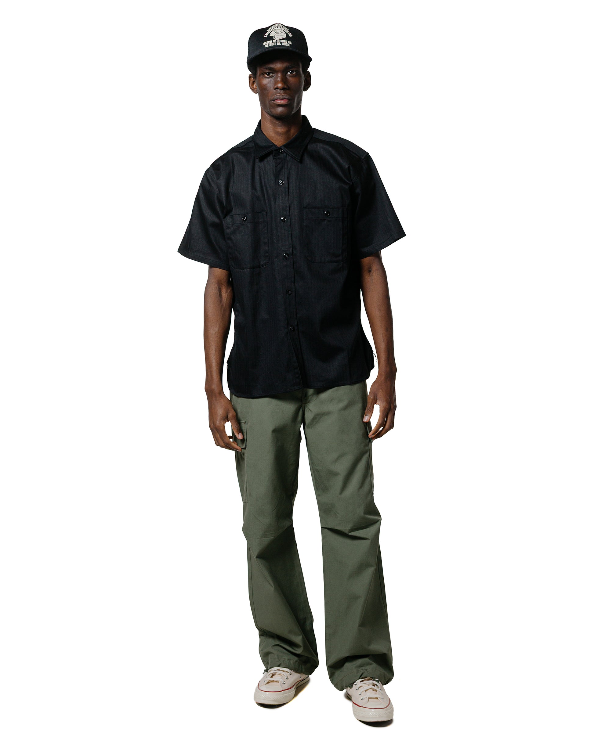 The Real McCoy's MS25013 8HU HBT Work Shirt S/S Black