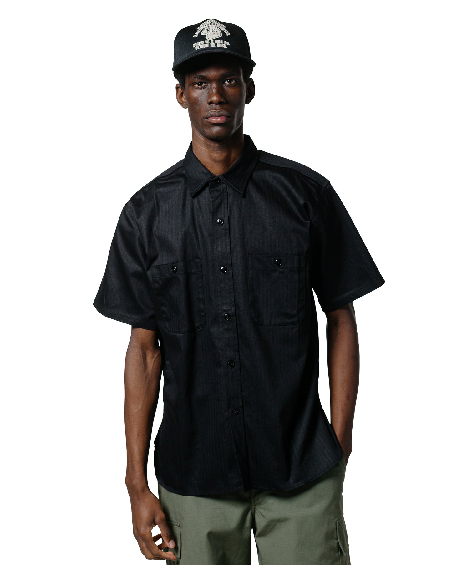The Real McCoy's MS25013 8HU HBT Work Shirt S/S Black