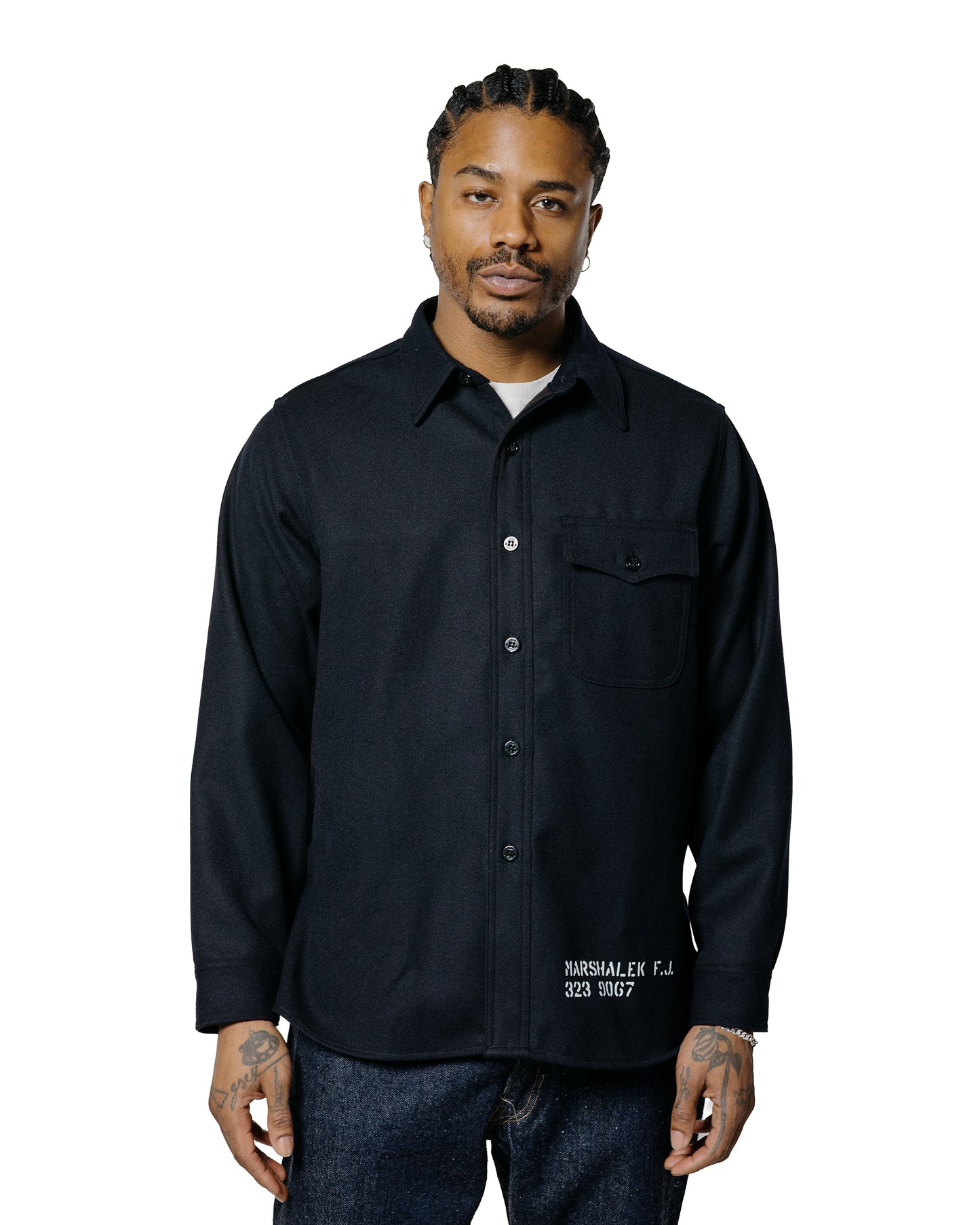 The Real McCoy's MS25102 U.S.N. Wool Blue Flannel Shirt / U.S.S. Brooklyn Navy