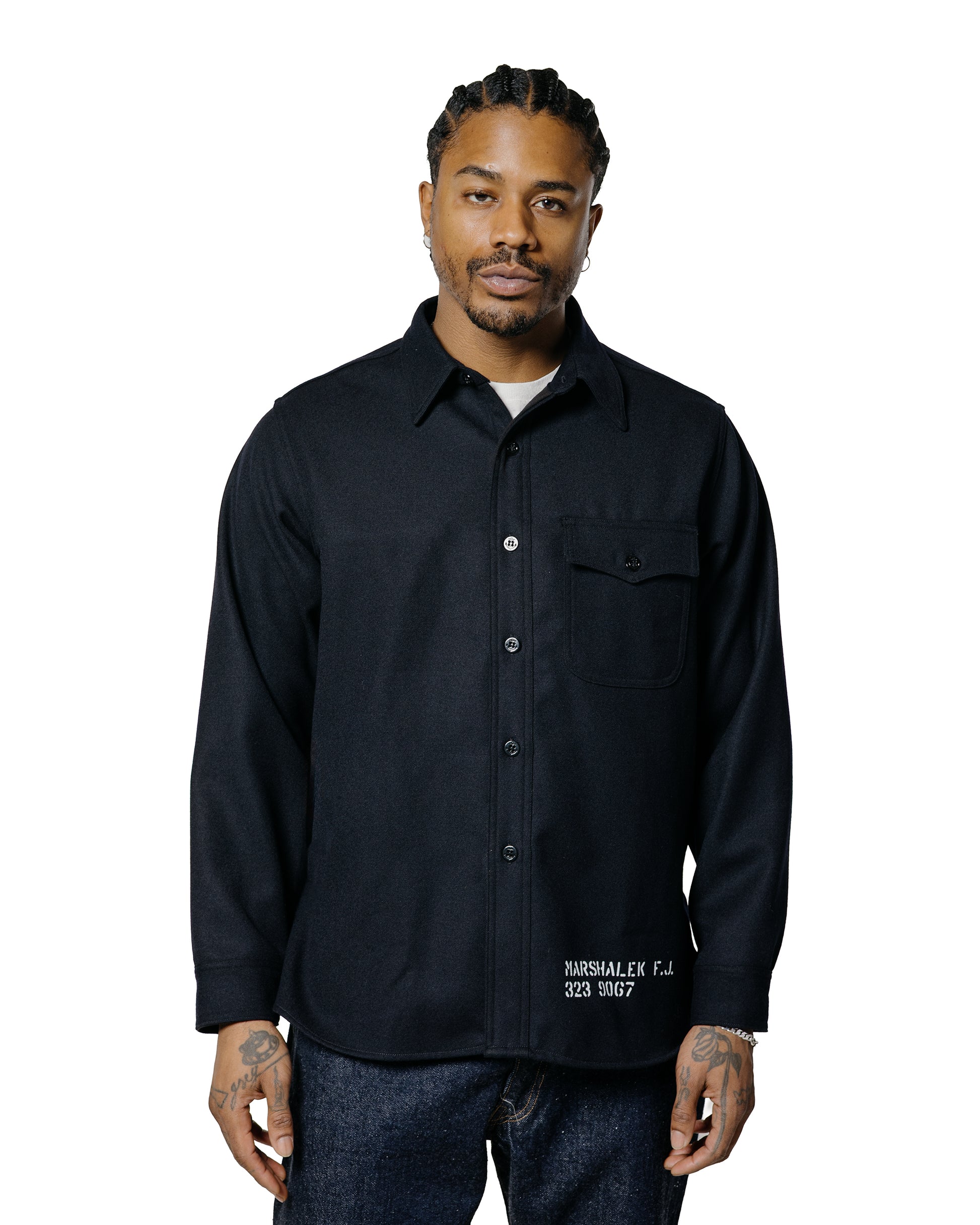 The Real McCoy's MS25102 U.S.N. Wool Blue Flannel Shirt / U.S.S. Brooklyn Navy