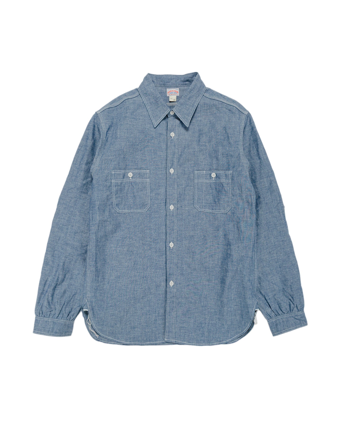 The Real McCoy's MS25104 8HU Chambray Serviceman Work Shirt Light Blue