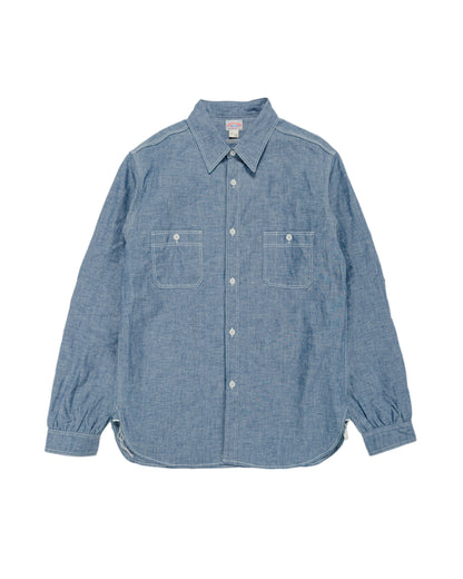 The Real McCoy's MS25104 8HU Chambray Serviceman Work Shirt Light Blue