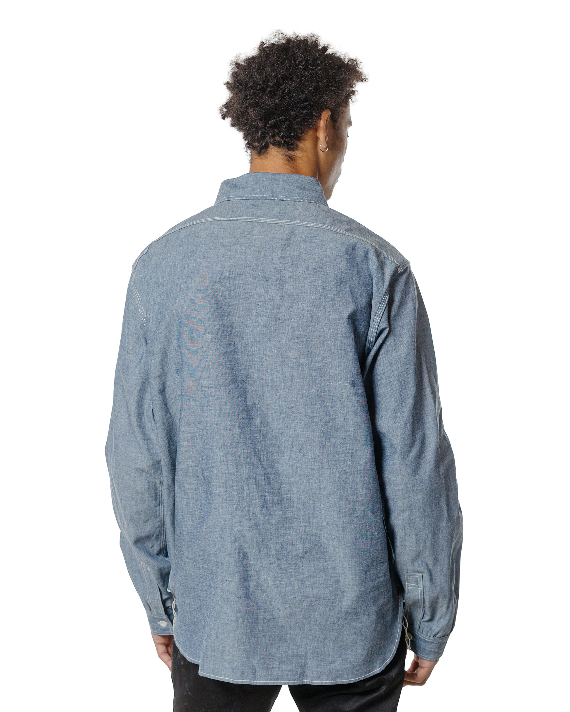 The Real McCoy's MS25104 8HU Chambray Serviceman Work Shirt Light Blue