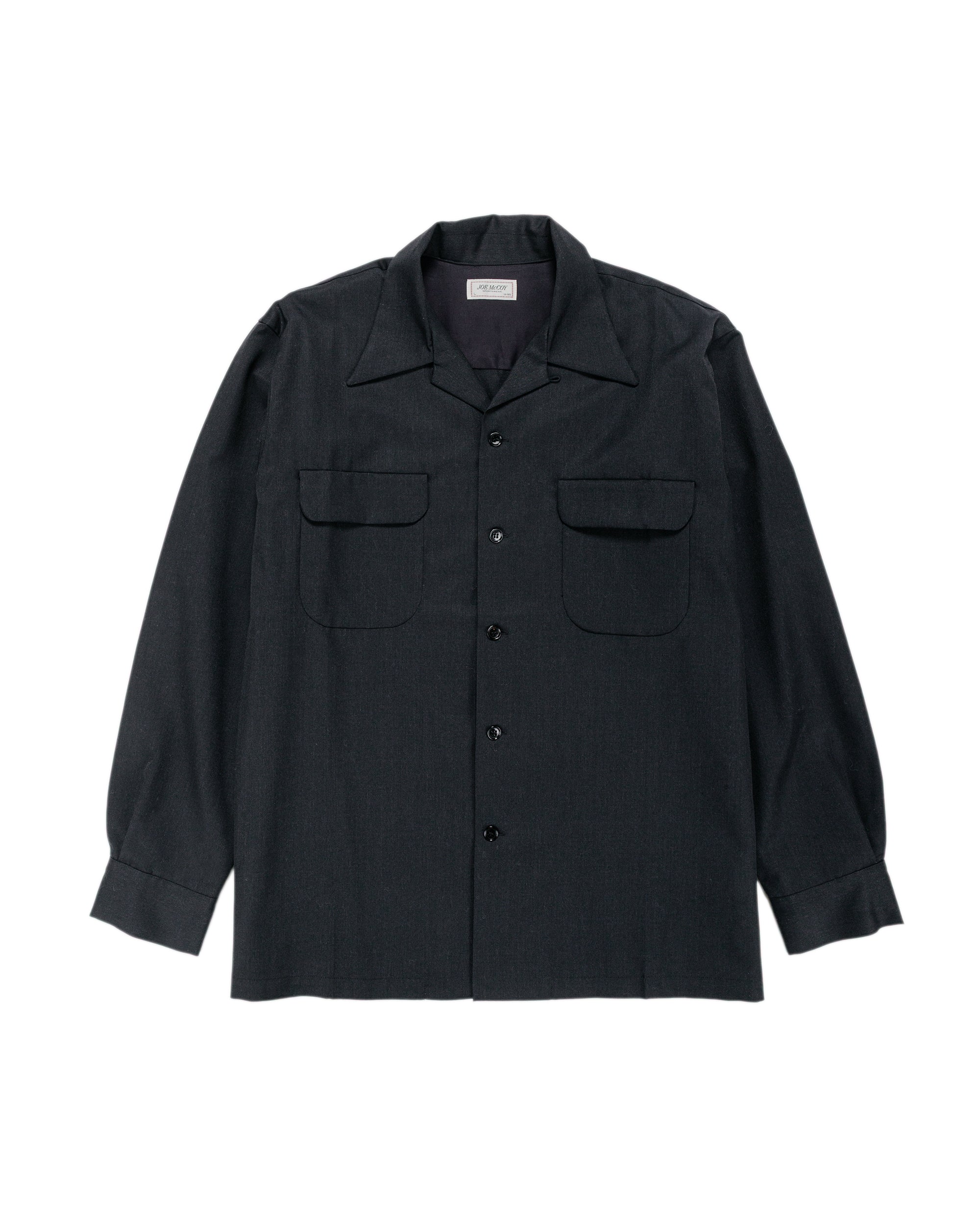 The Real McCoy's MS25110 Open-Collar Wool Shirt Charcoal