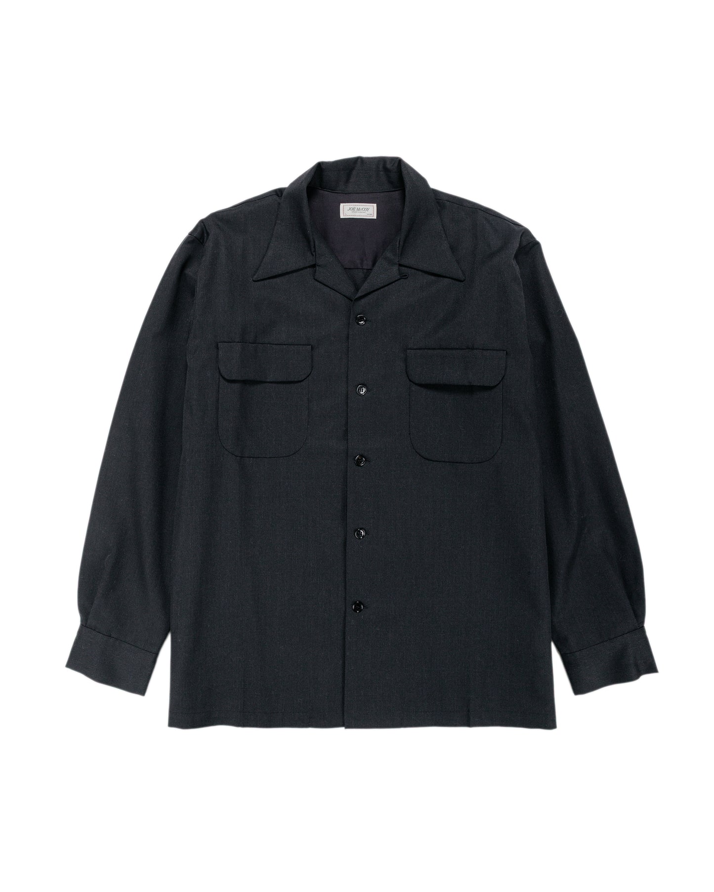 The Real McCoy's MS25110 Open-Collar Wool Shirt Charcoal