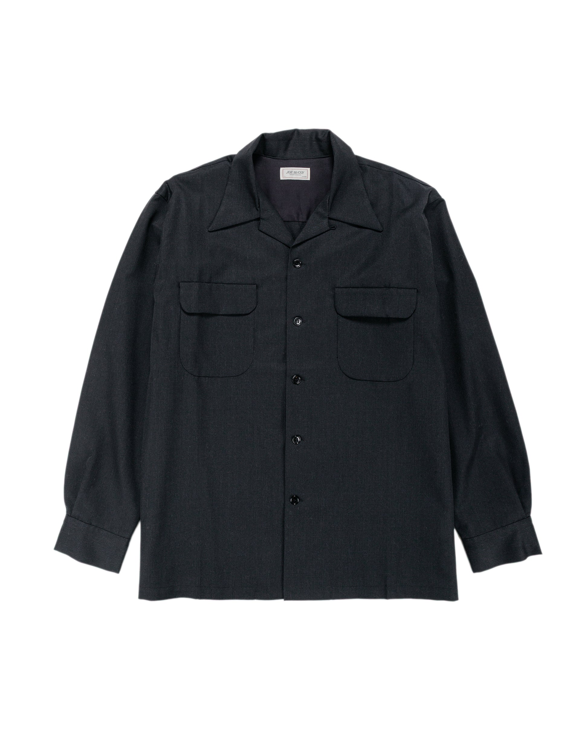The Real McCoy's MS25110 Open-Collar Wool Shirt Charcoal