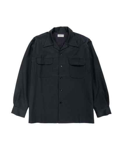 The Real McCoy's MS25110 Open-Collar Wool Shirt Charcoal