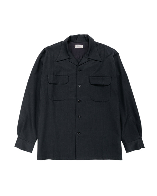 The Real McCoy's MS25110 Open-Collar Wool Shirt Charcoal