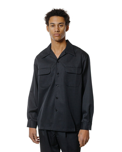 The Real McCoy's MS25110 Open-Collar Wool Shirt Charcoal