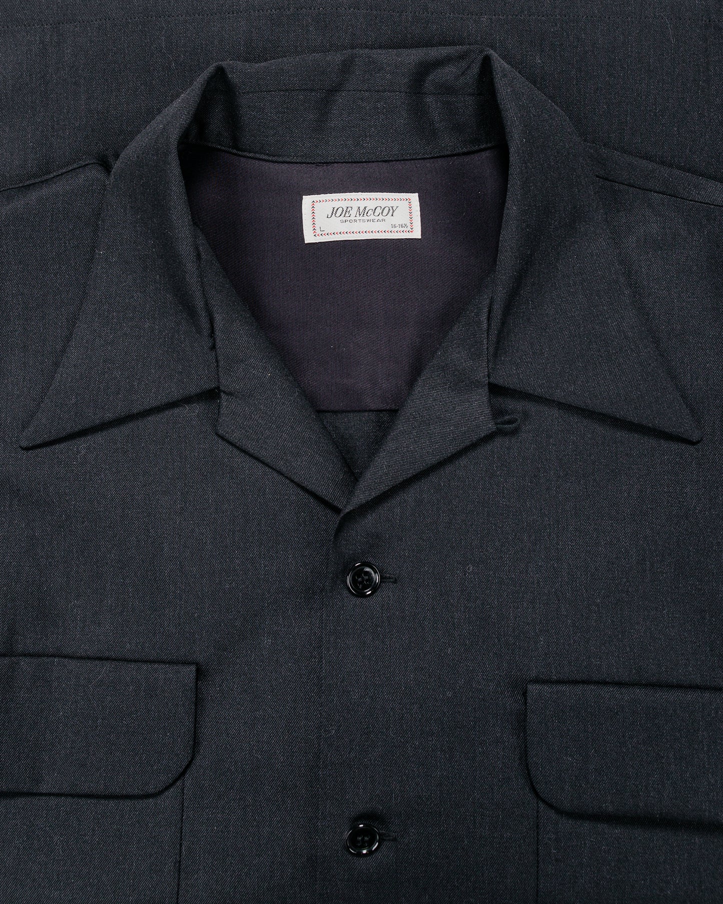 The Real McCoy's MS25110 Open-Collar Wool Shirt Charcoal