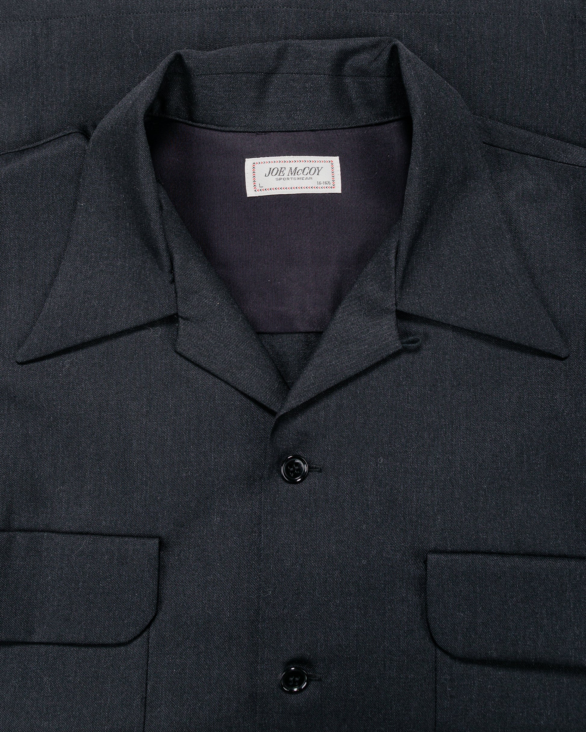 The Real McCoy's MS25110 Open-Collar Wool Shirt Charcoal