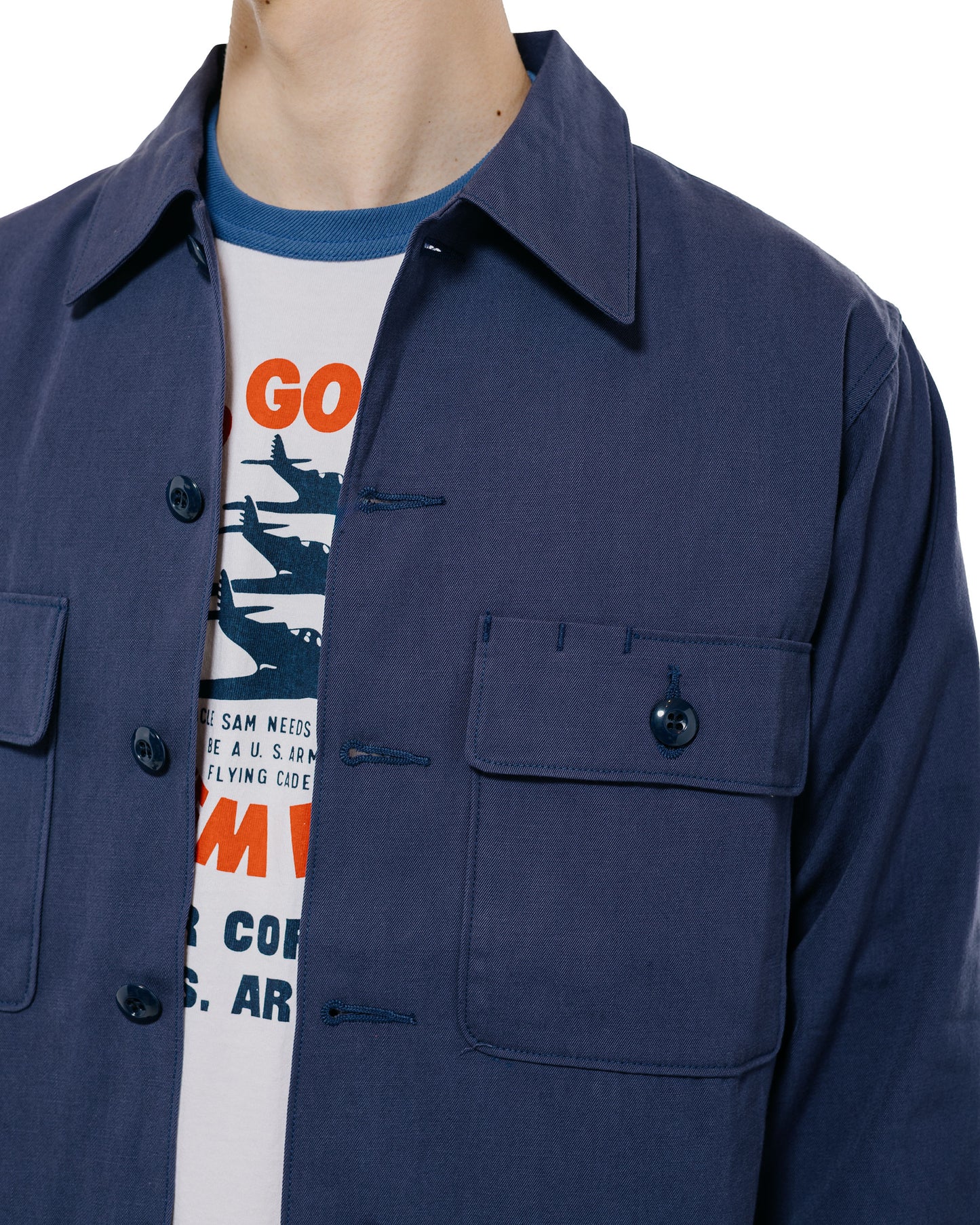 The Real McCoy's MS26003 Shirt, Man's, Missile Combat Crew Blue