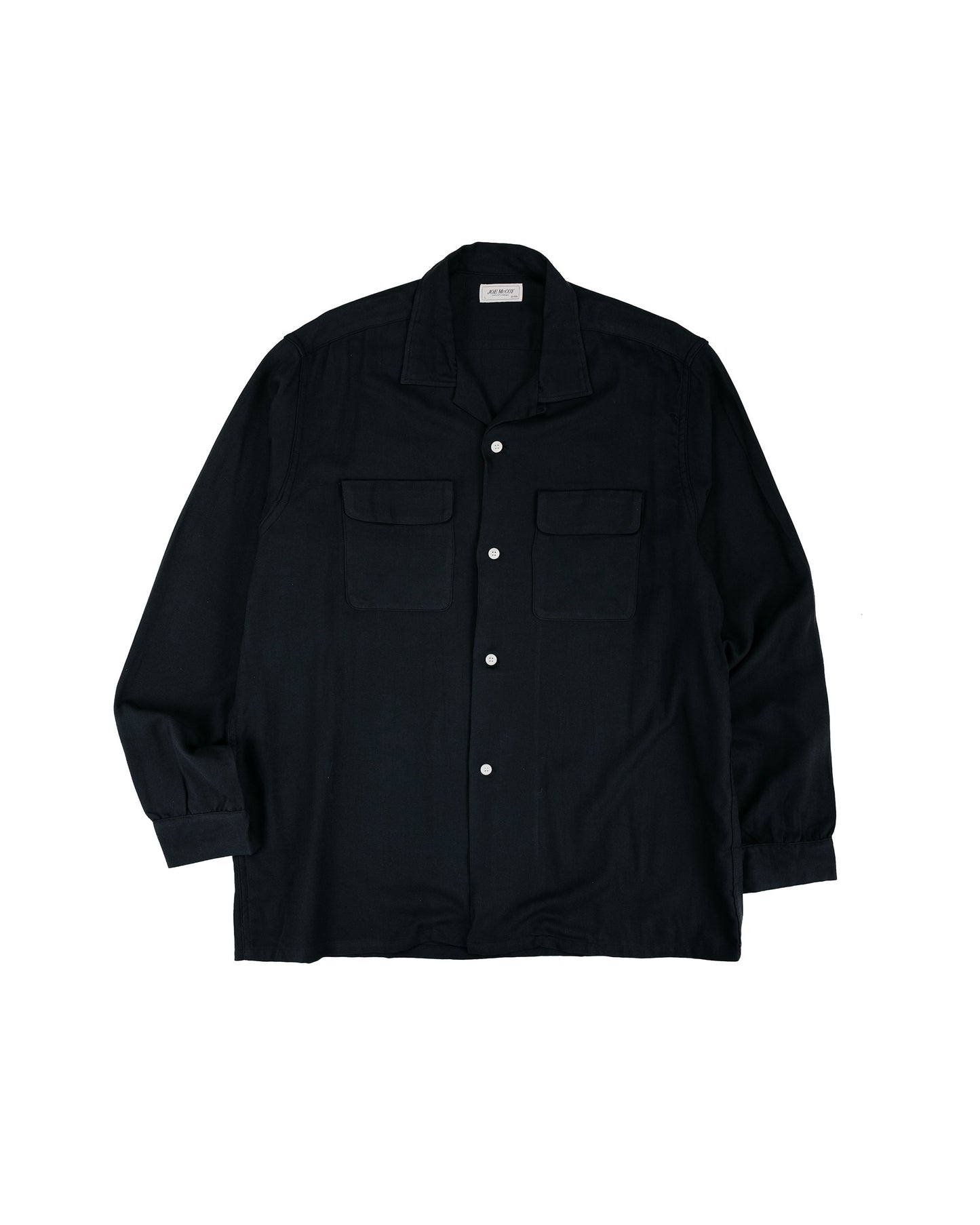 The Real McCoy's MS26008 Open Collar Rayon Shirt Black