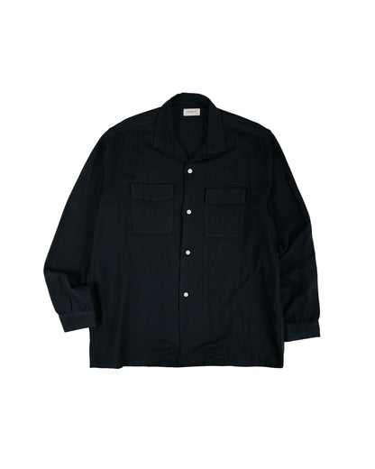 The Real McCoy's MS26008 Open Collar Rayon Shirt Black