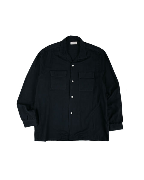The Real McCoy's MS26008 Open Collar Rayon Shirt Black