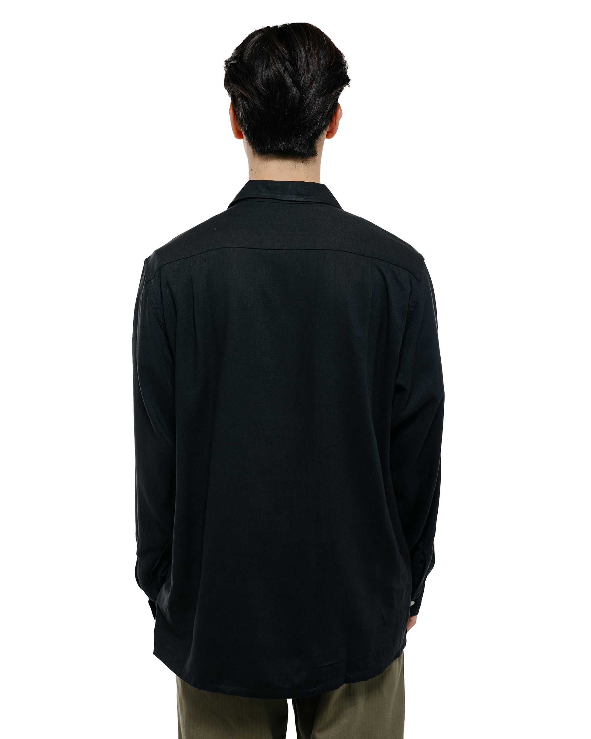 The Real McCoy's MS26008 Open Collar Rayon Shirt Black