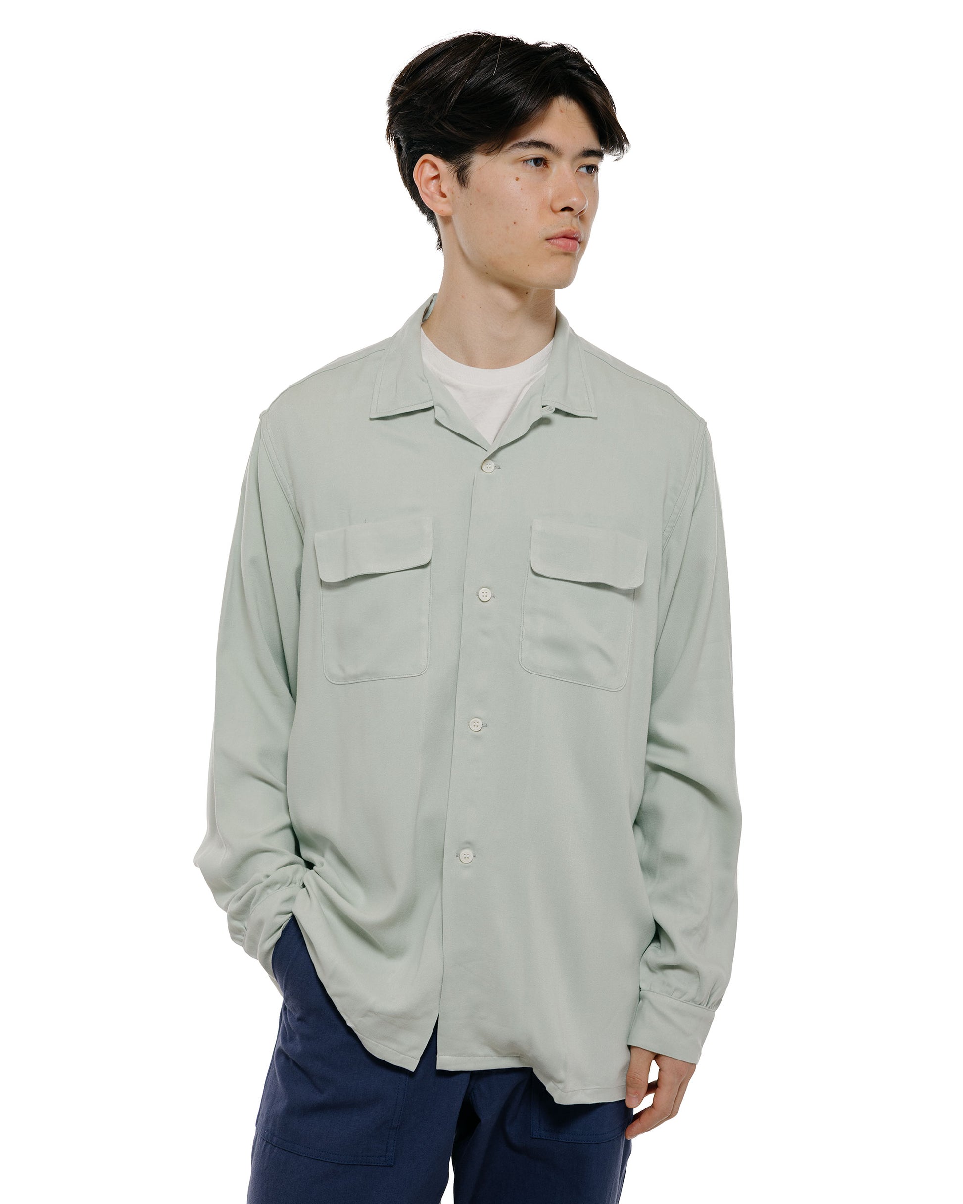 The Real McCoy's MS26008 Open Collar Rayon Shirt Mint