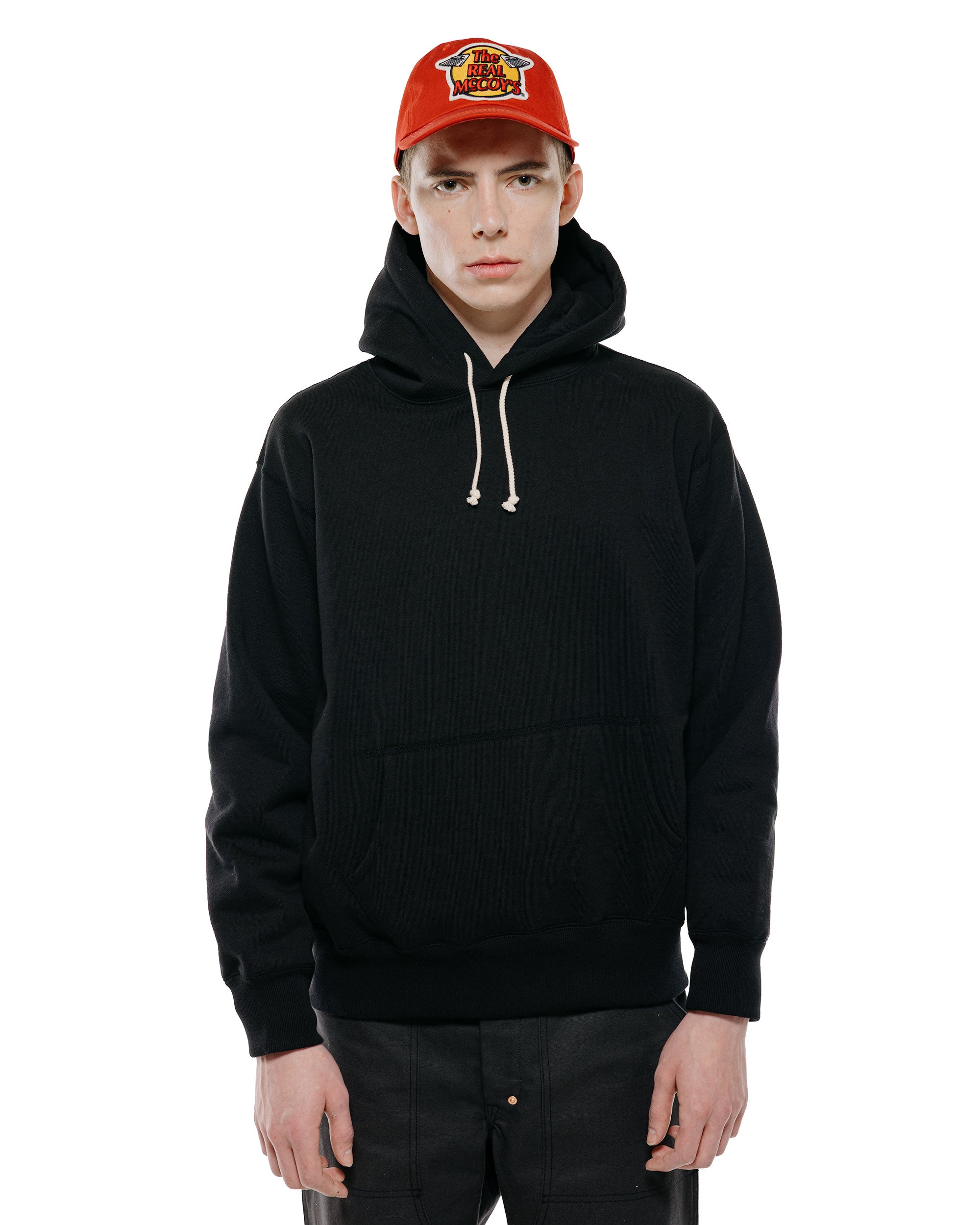 The Real McCoy's MC25105 12oz. Ball Park Hooded Sweatshirt Black