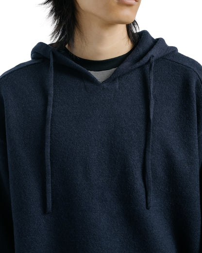 Universal Products Felted Merino Wool Hoodie Knit Navy