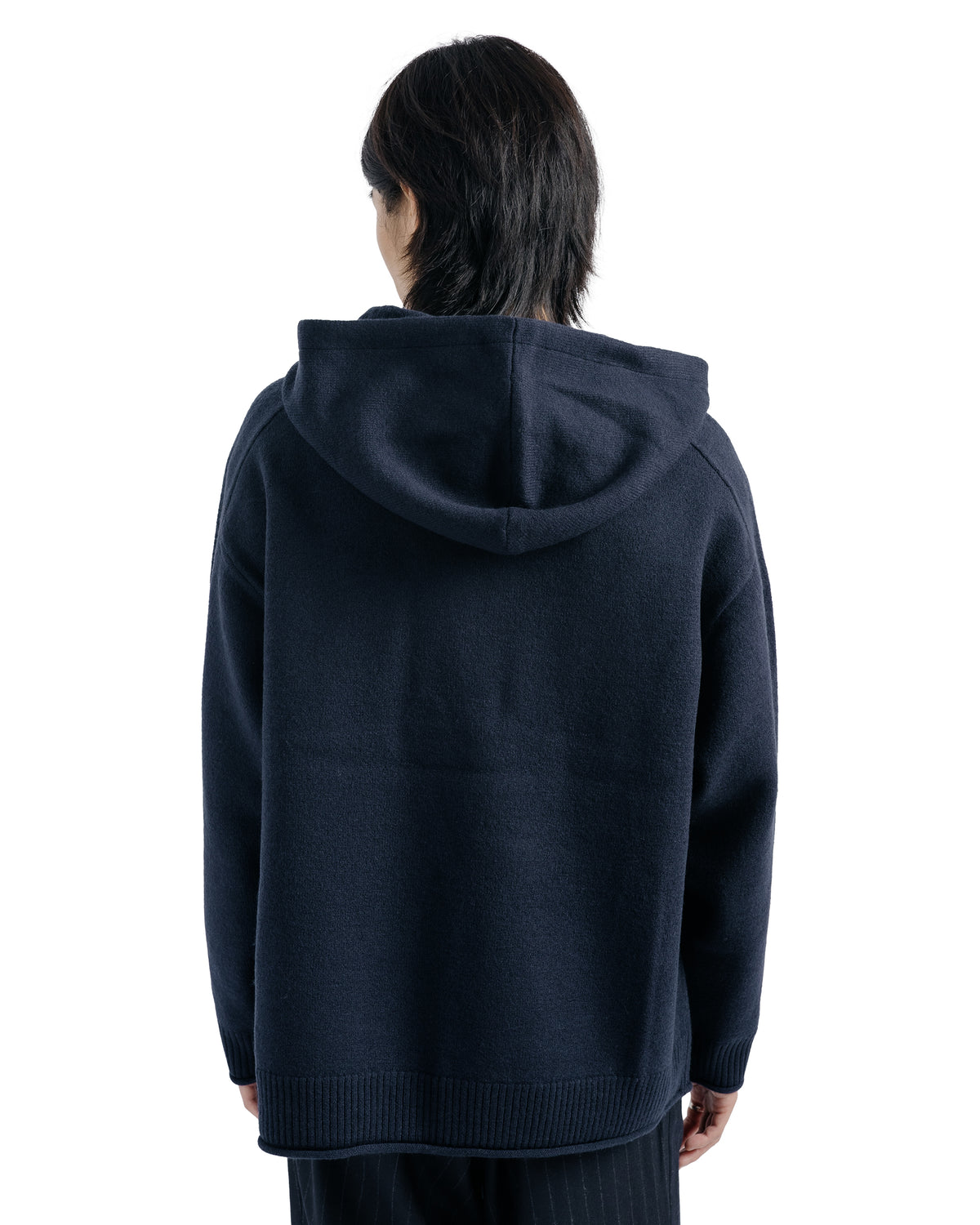 Universal Products Felted Merino Wool Hoodie Knit Navy