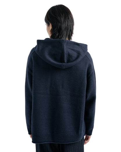 Universal Products Felted Merino Wool Hoodie Knit Navy