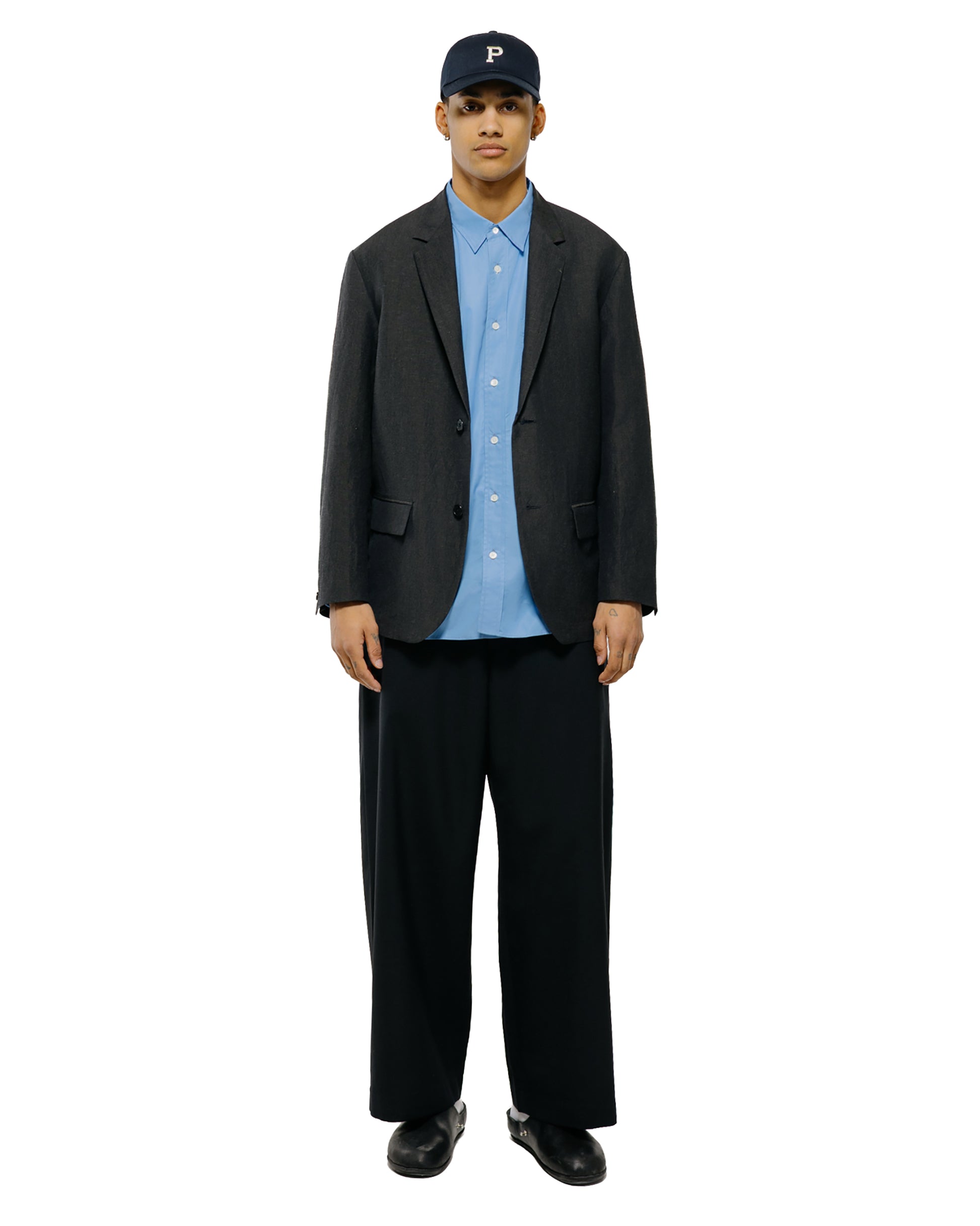Universal Products Summer Wool Wide Trousers Black