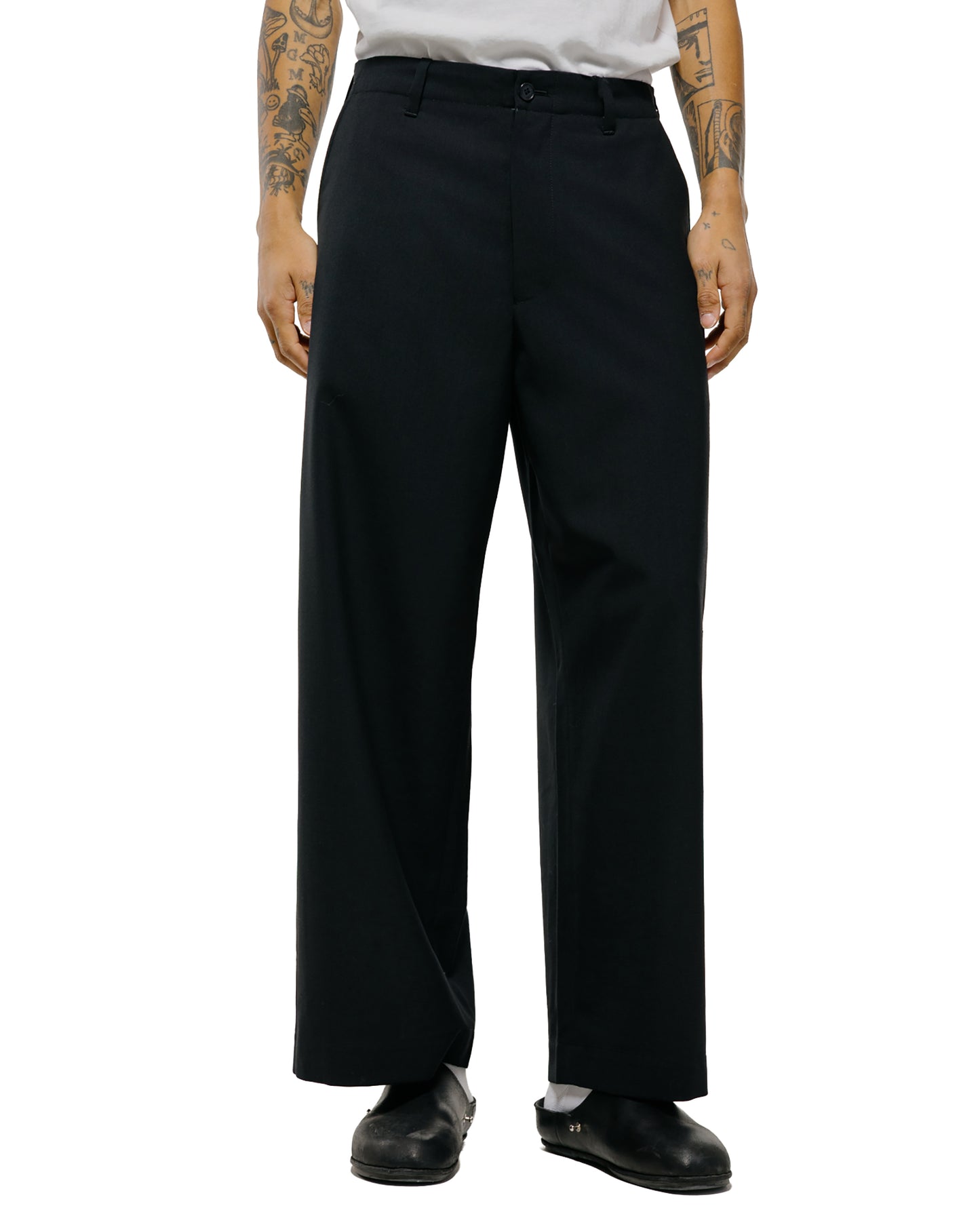 Universal Products Summer Wool Wide Trousers Black