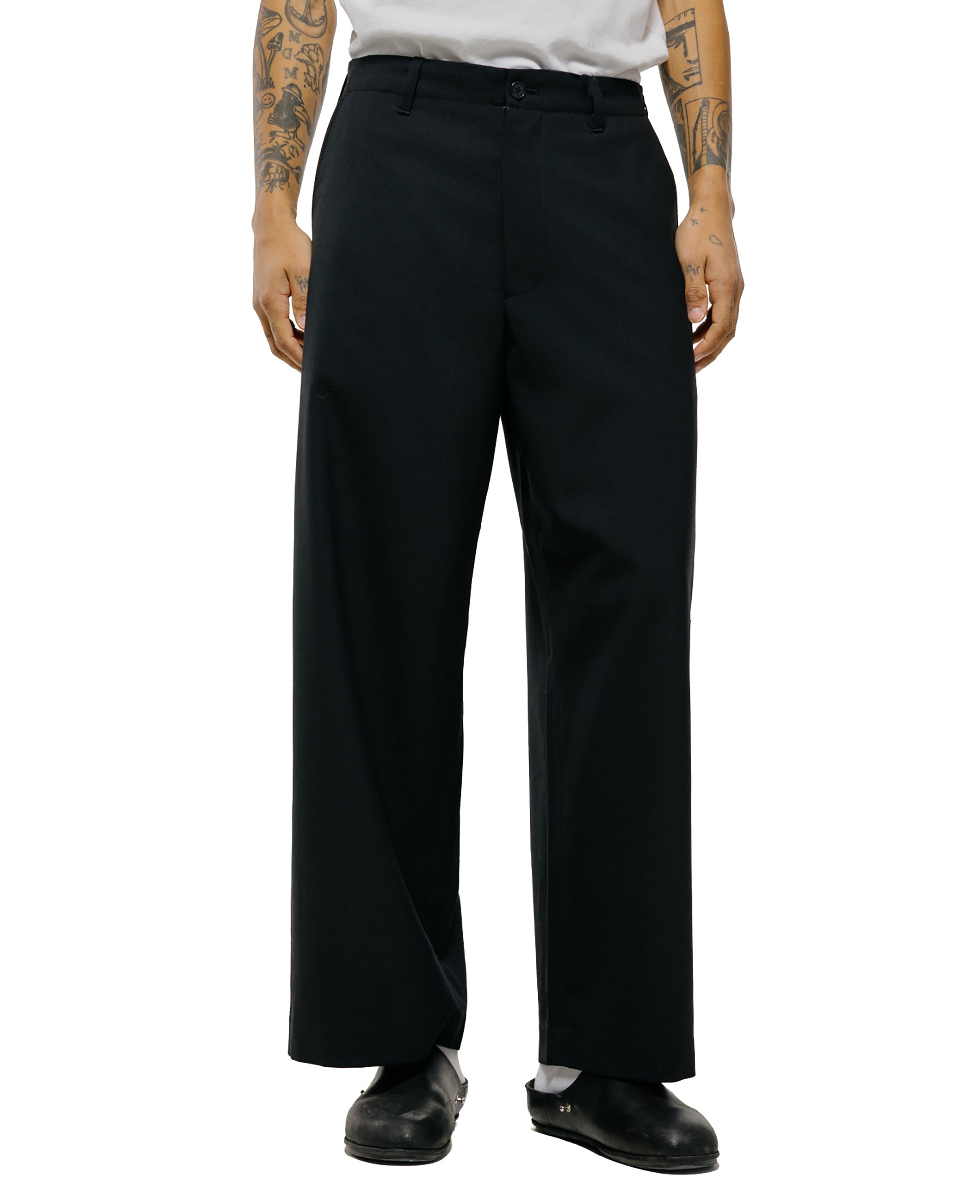 Universal Products Summer Wool Wide Trousers Black