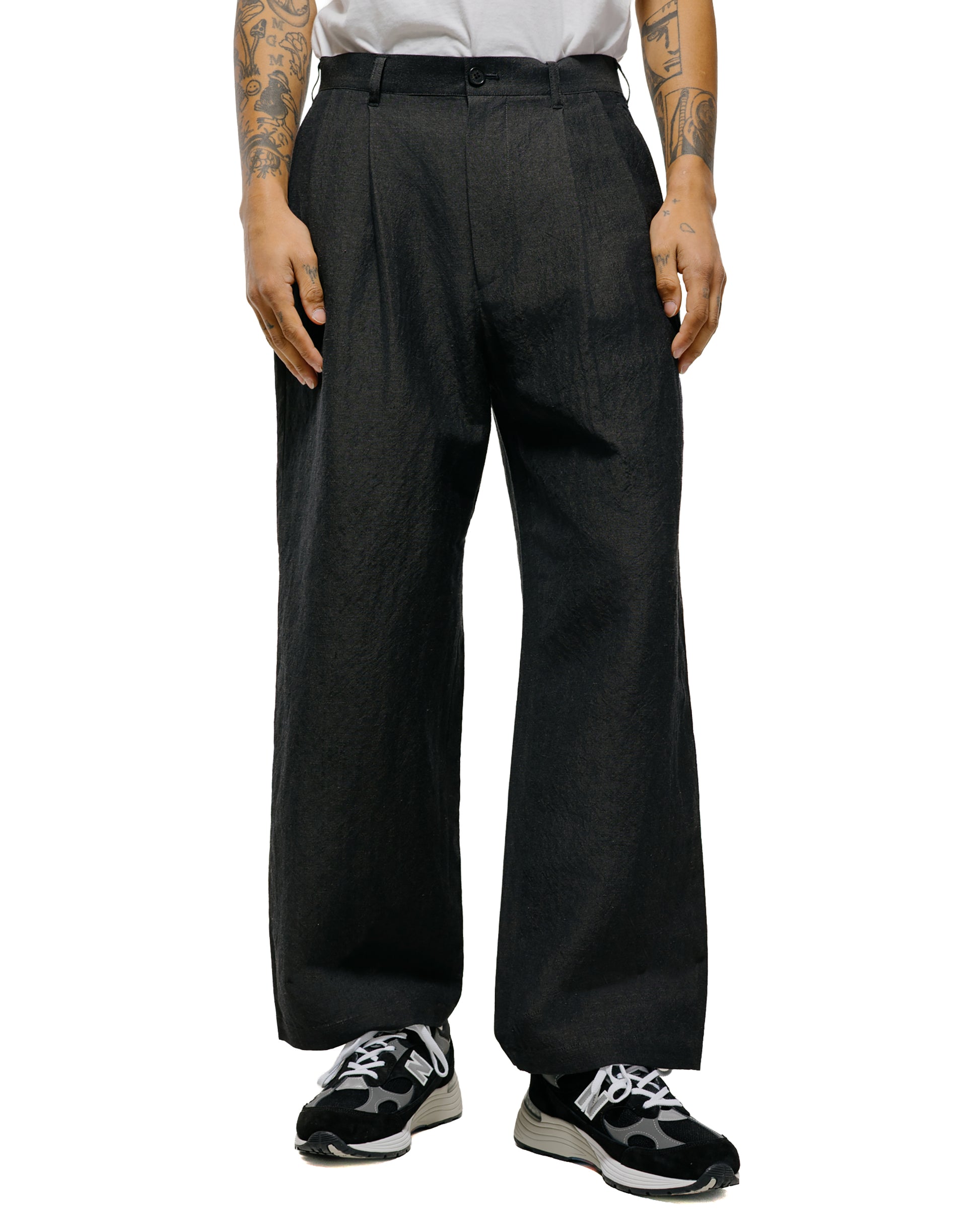 Universal Products Wool Linen 2 Tuck Trousers Charcoal